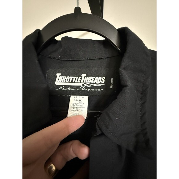 Throttle Threads mens work shirt motorcycle patches hall’s motorsports- Large - Picture 2 of 5